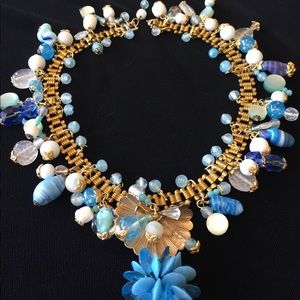 Vintage Japan Art Glass Bead Charm Necklace